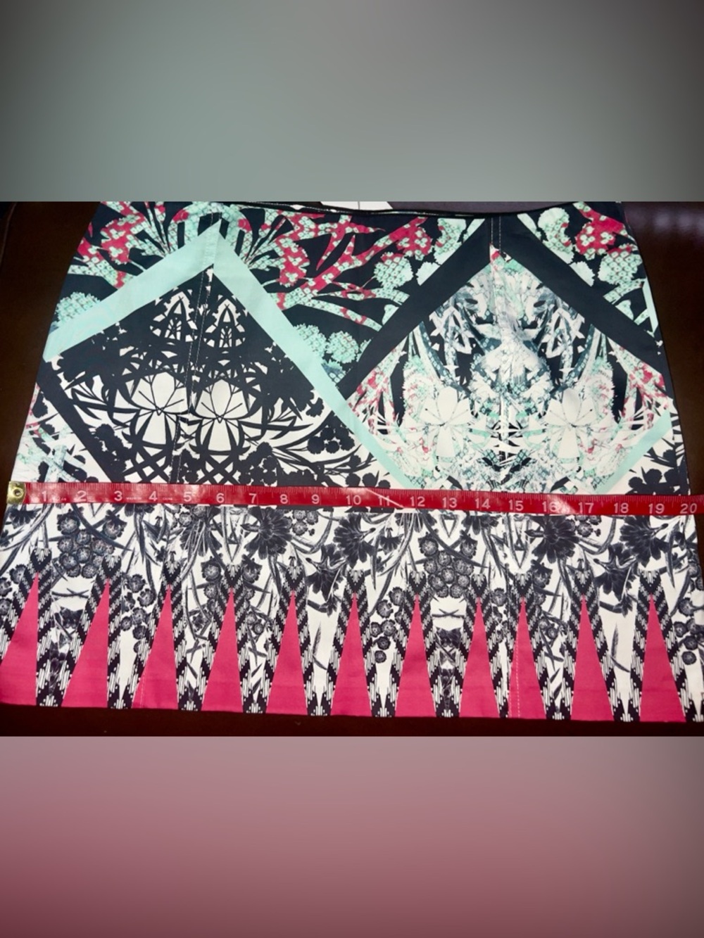 Kenneth Cole Mint, Black and Pink Floral Print Skirt